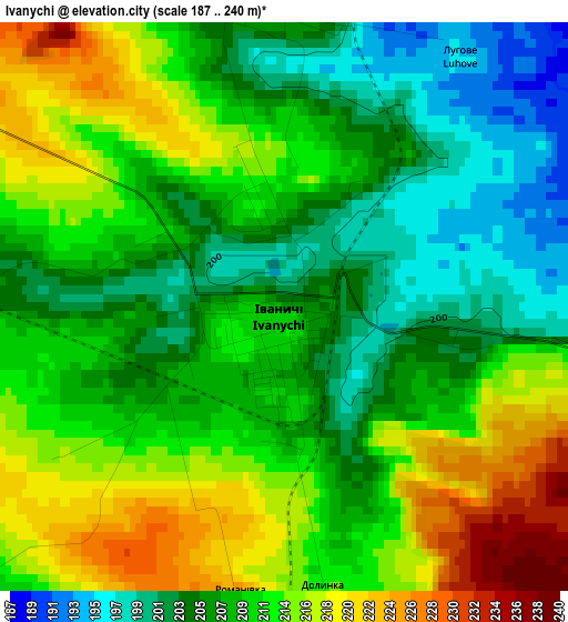 Ivanychi elevation map