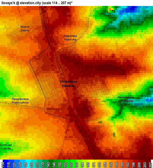 Ilovays’k elevation map