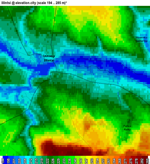 Illintsi elevation map