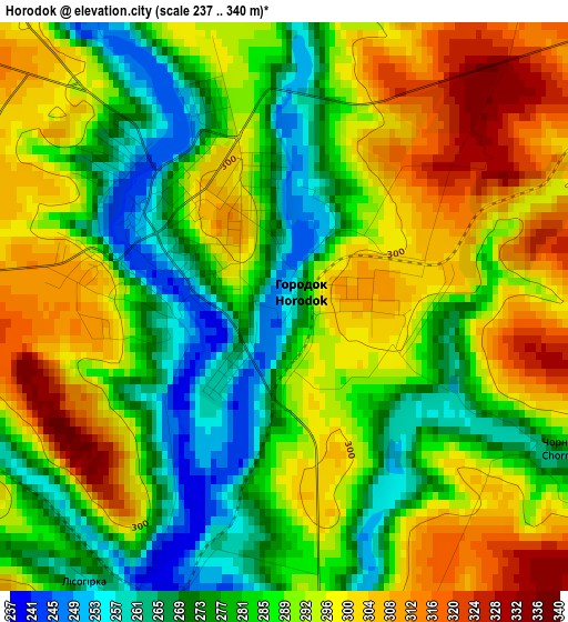 Horodok elevation map