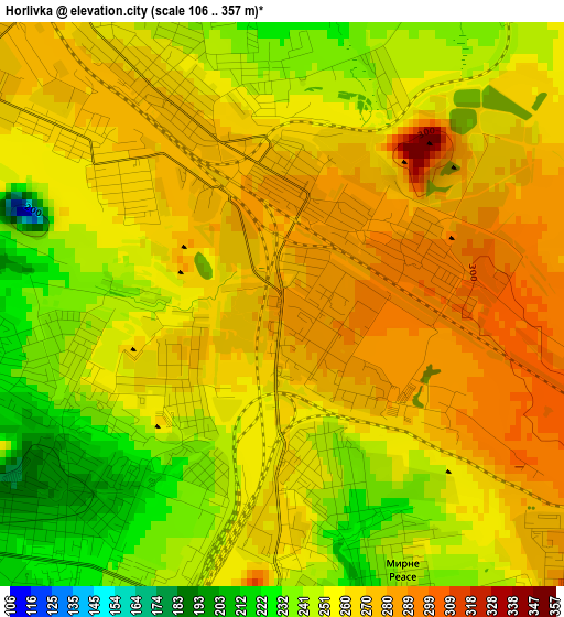 Horlivka elevation map