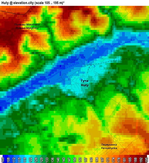 Huty elevation map