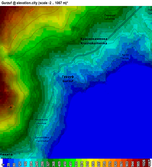 Gurzuf elevation map