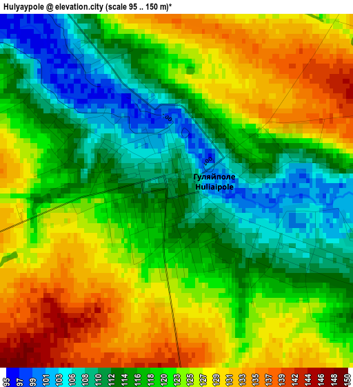 Hulyaypole elevation map