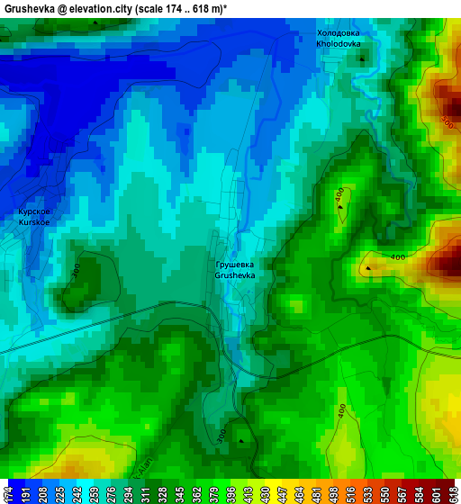 Grushevka elevation map