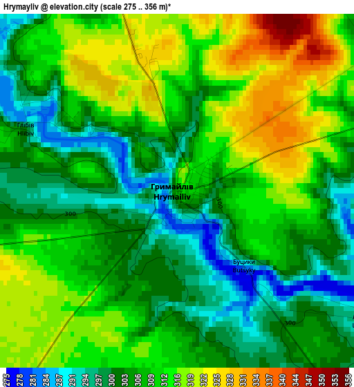 Hrymayliv elevation map