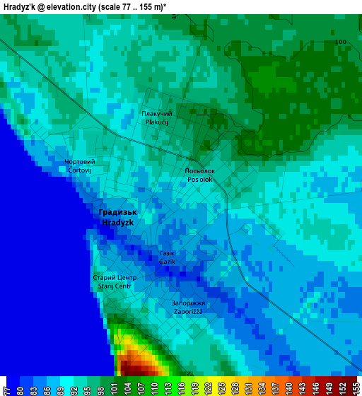 Hradyz’k elevation map