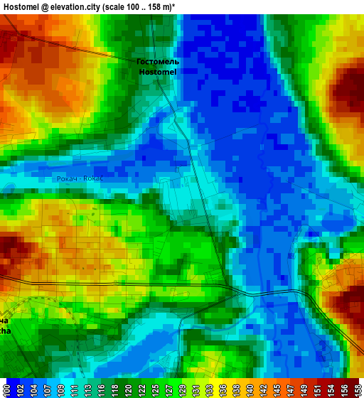 Hostomel elevation map