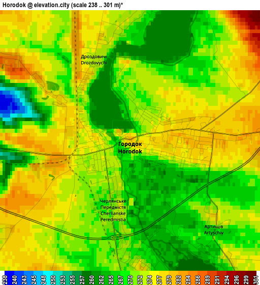 Horodok elevation map