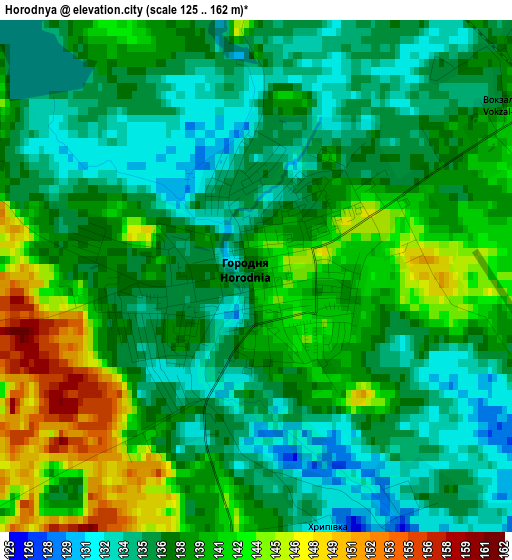 Horodnya elevation map