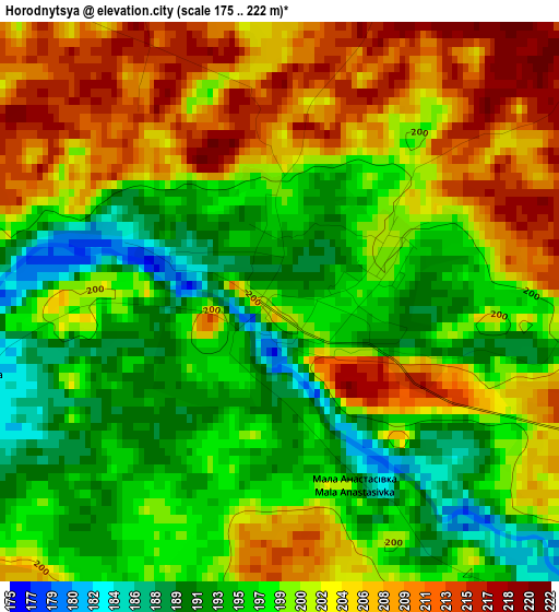 Horodnytsya elevation map