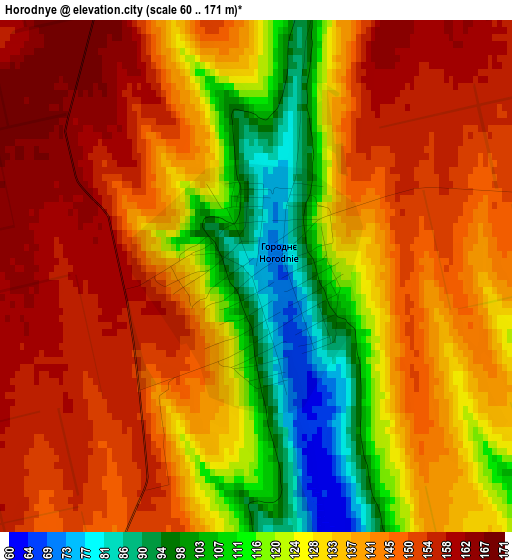 Horodnye elevation map