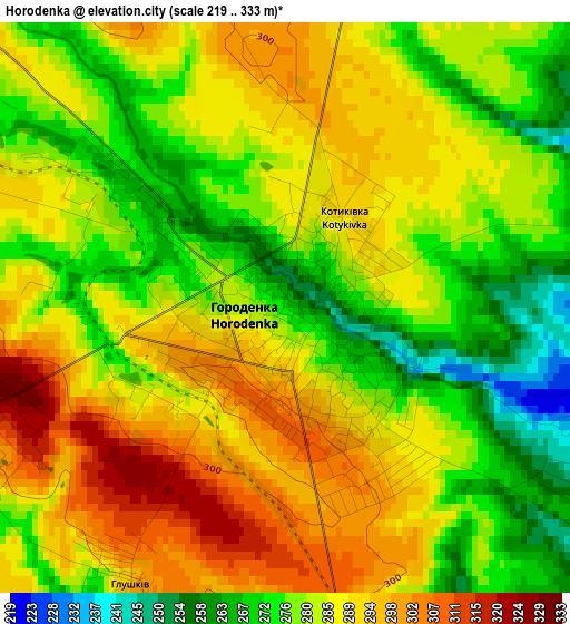 Horodenka elevation map