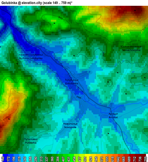 Golubinka elevation map