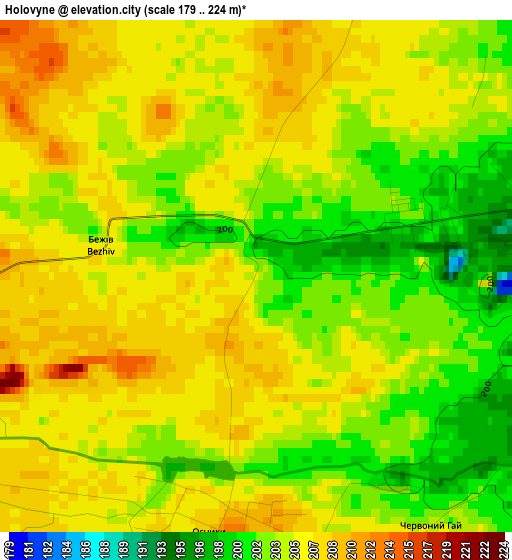 Holovyne elevation map