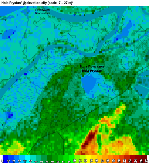 Hola Prystan’ elevation map