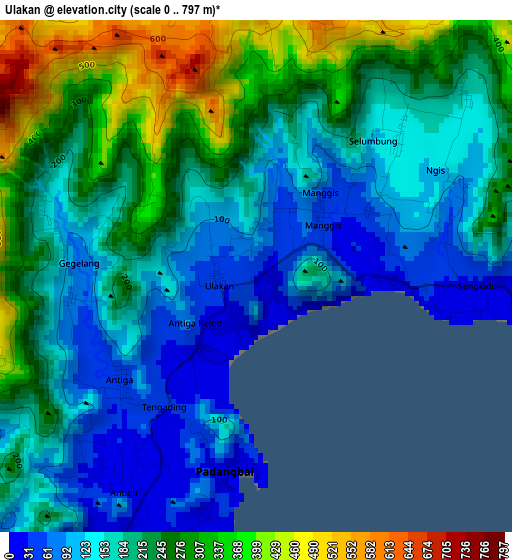 Ulakan elevation map