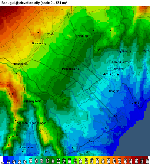 Bedugul elevation map