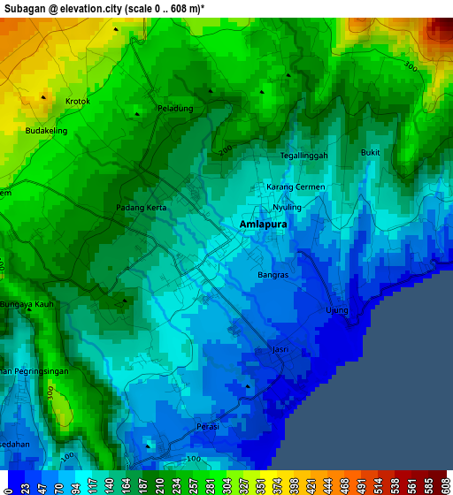 Subagan elevation map