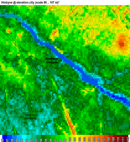 Hlobyne elevation map