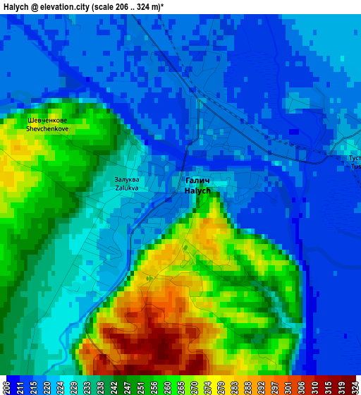 Halych elevation map