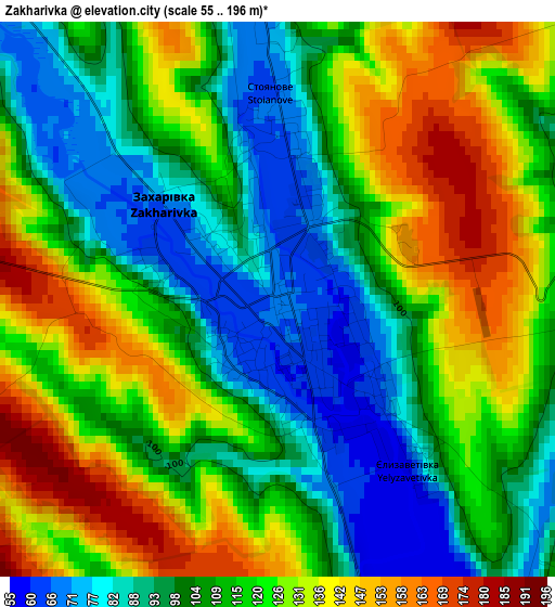 Zakharivka elevation map