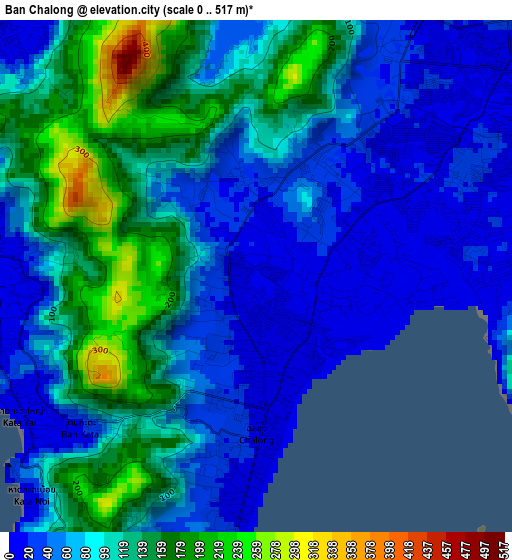 Ban Chalong elevation map