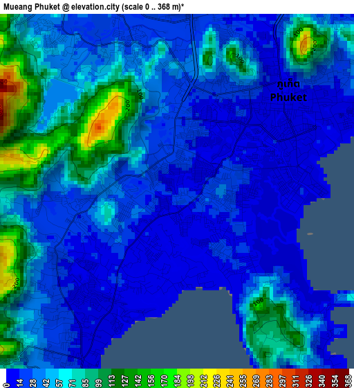 Mueang Phuket elevation map