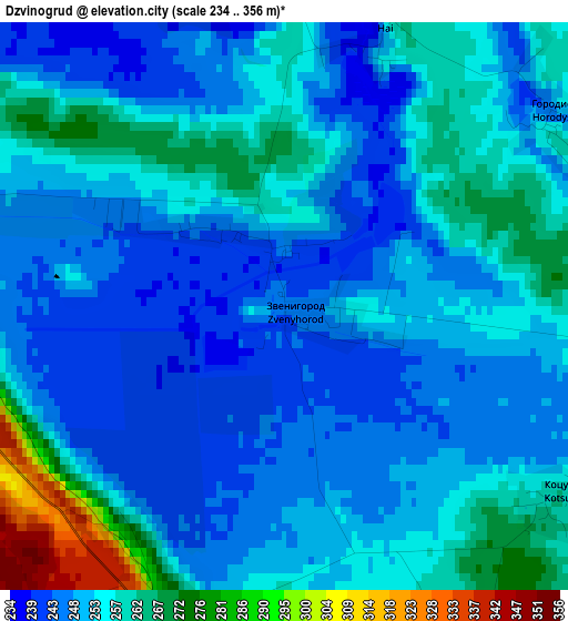 Dzvinogrud elevation map