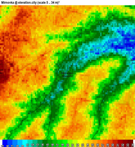 Mirnovka elevation map