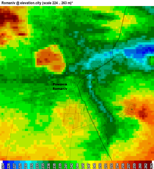 Romaniv elevation map