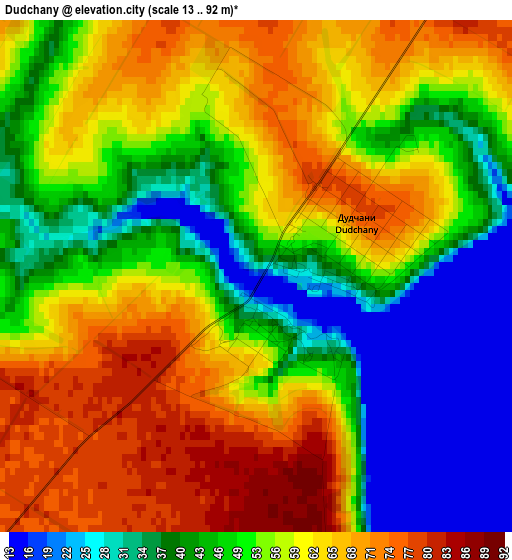 Dudchany elevation map