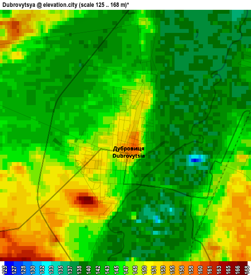 Dubrovytsya elevation map