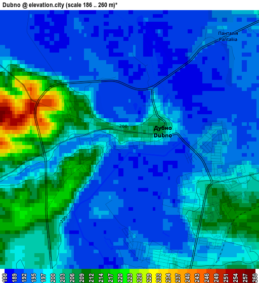 Dubno elevation map