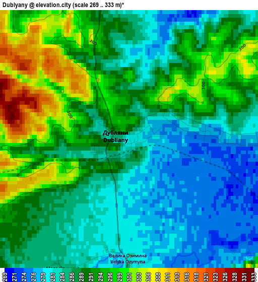 Dublyany elevation map