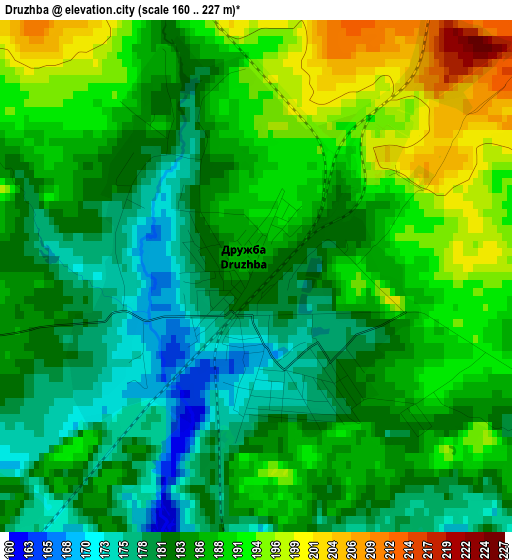 Druzhba elevation map