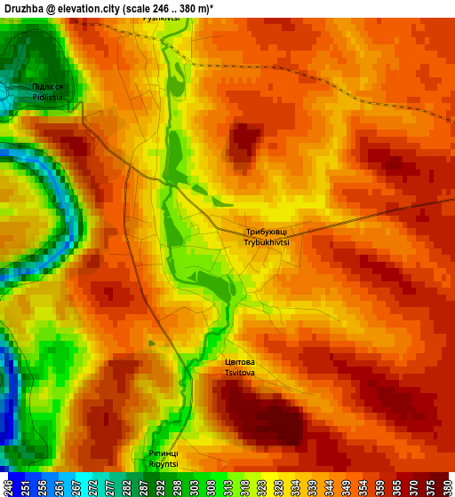 Druzhba elevation map