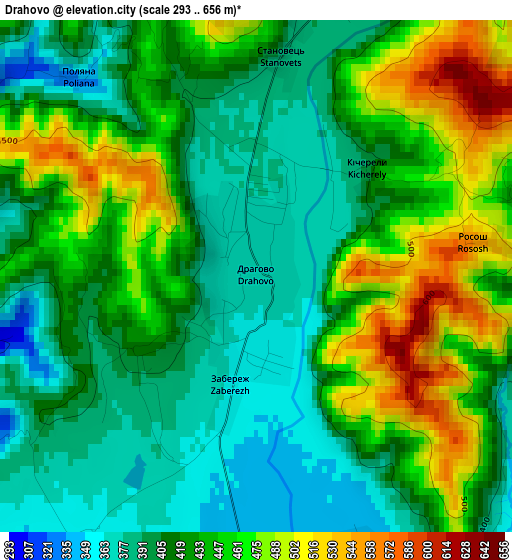 Drahovo elevation map