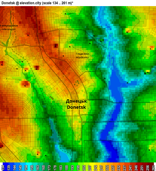 Donetsk elevation map