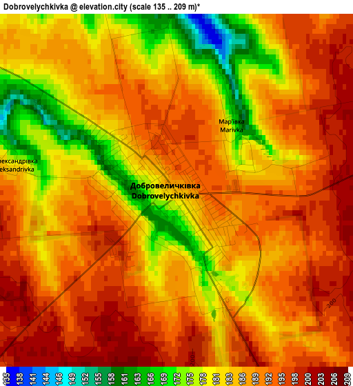 Dobrovelychkivka elevation map