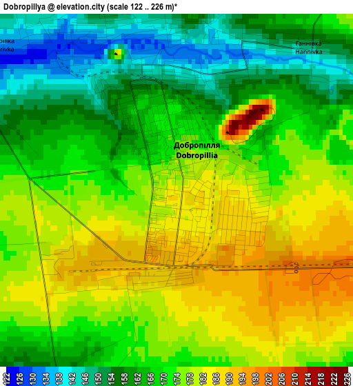 Dobropillya elevation map