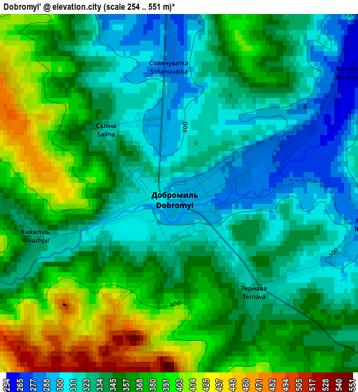 Dobromyl’ elevation map