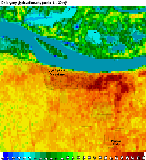 Dnipryany elevation map