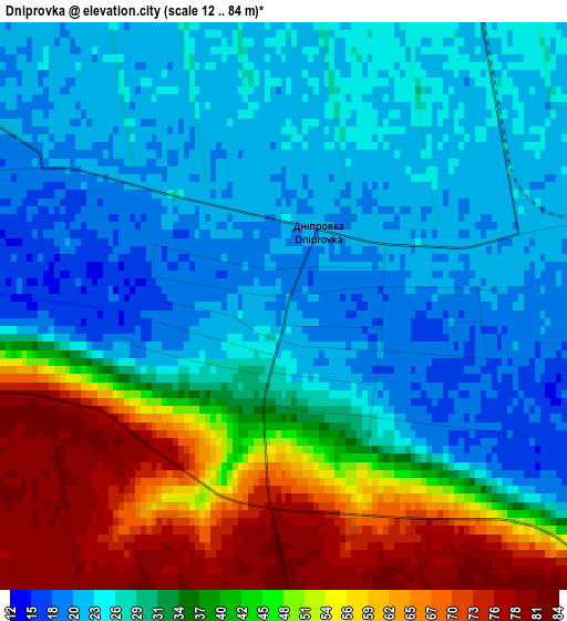 Dniprovka elevation map