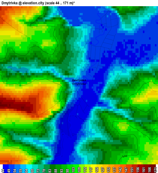 Dmytrivka elevation map