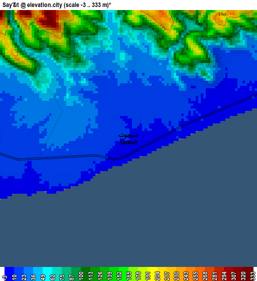 Sayḩūt elevation map