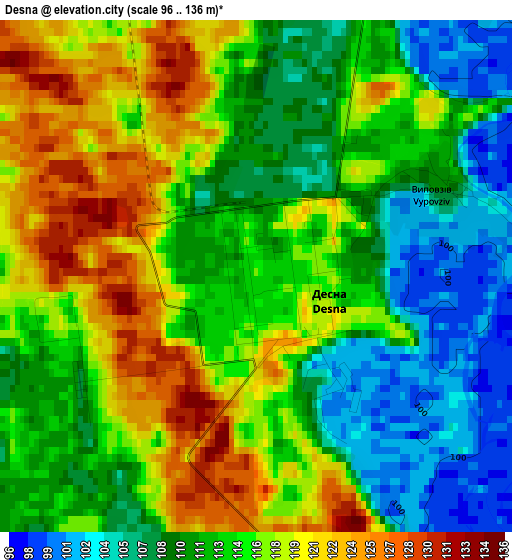 Desna elevation map