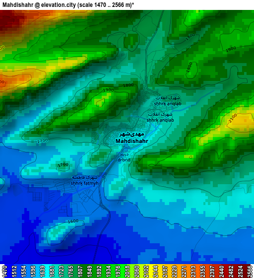Mahdishahr elevation map