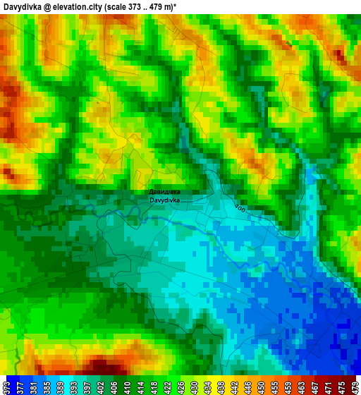 Davydivka elevation map