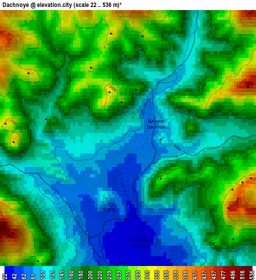 Dachnoye elevation map